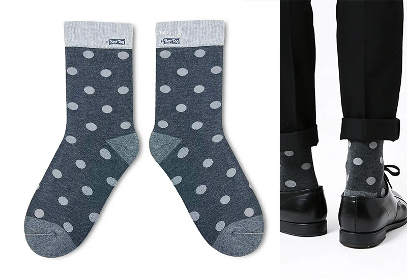 大圓點襪-黑灰 厚襪款(2種尺寸)